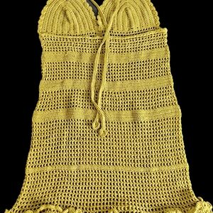Yellow Crochet Mini Dress
